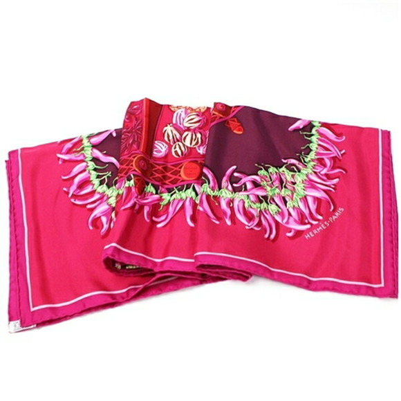 HERMES Red Silk Scarf - Picture 9 of 9